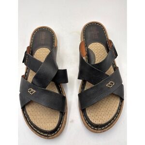 BORN Women's‎ HAYKA Sandals Brown Leather MEMORY FOAM Slides Size US 10